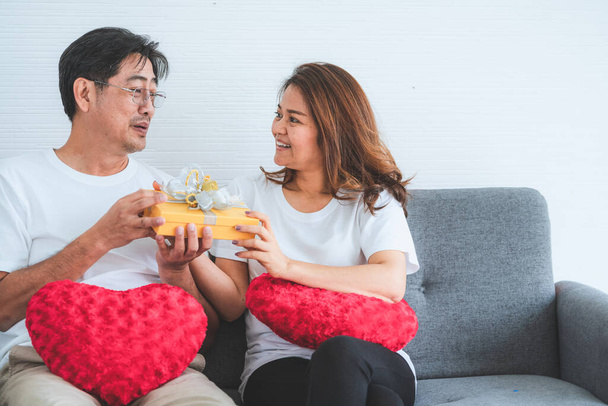 Boldog ázsiai nyugdíjas pár, akik jól érzik magukat otthon. Idősek nyugdíjba vonulása és egészséges polgárok időskori koncepciója. - Fotó, kép