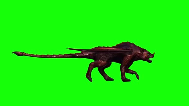 un animal bestia mítico está caminando - bucle sin fisuras - pantalla verde - 3 puntos de vista diferentes
 - Metraje, vídeo