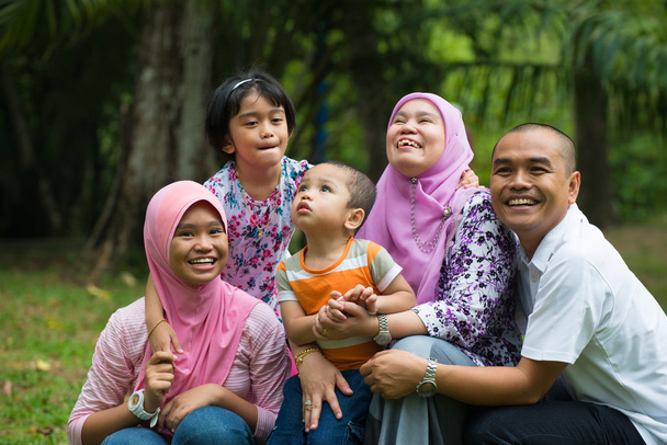 malay family having fun in the park ,malaysian people - Photo, Image