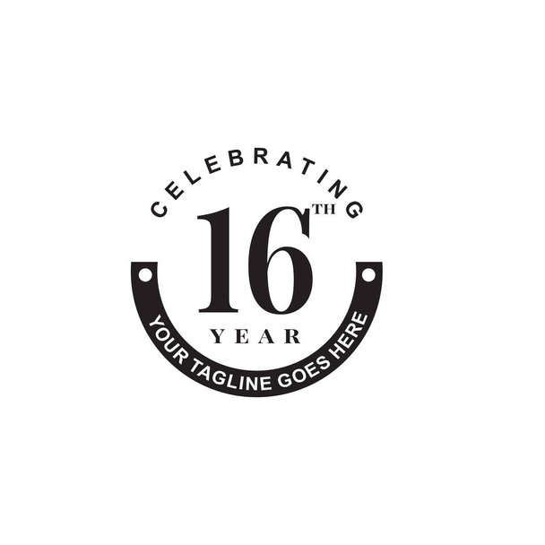 16th year celebrating anniversary emblem logo design - Vector, Image