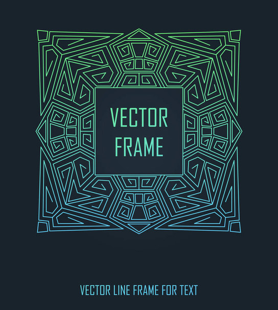 Vector lineair frame met kopieerruimte voor tekst. Monogram design element in gouden en zwarte kleur. - Vector, afbeelding