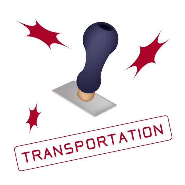 Un sello de goma con una palabra Transporte
 - Vector, Imagen