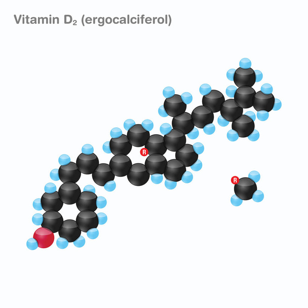 Βιταμίνη D2 (εργοκαλσιφερόλη) Σφαίρα - Διάνυσμα, εικόνα