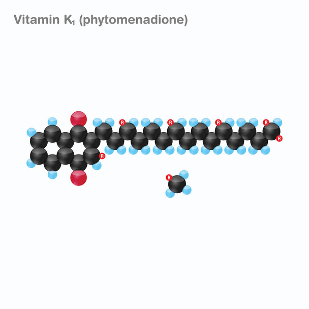 K1-vitamin (fitomenadion) - Vektor, kép