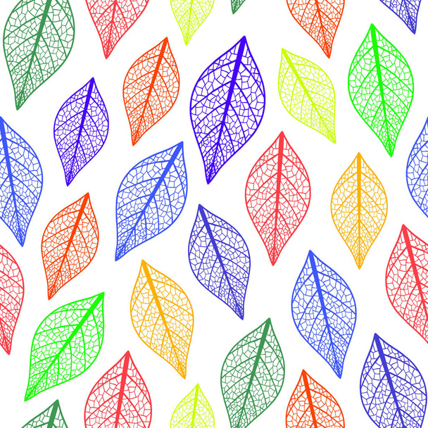 Bright pattern with colored leaves - Vektori, kuva