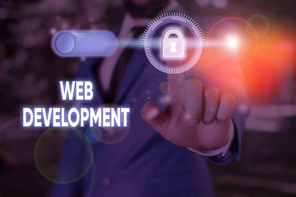 Nota de escritura mostrando Desarrollo Web. Concepto de negocio para el desarrollo de sitios web para alojamiento vía intranet
 - Foto, imagen