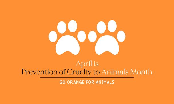 Vector illustration on the theme of Prevention of Cruelty to Animals Month of April, Go Orange for Animals. - Vector, Image
