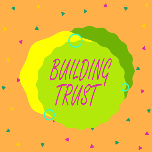 Συγγραφή κειμένου Building Trust. Εννοιολογική δραστηριότητα φωτογραφία της αναδυόμενης εμπιστοσύνης μεταξύ δείχνει να λειτουργεί αποτελεσματικά ασύμμετρη σχήμα σχήμα μοτίβο αντικείμενο περίγραμμα πολύχρωμο σχεδιασμό - Φωτογραφία, εικόνα