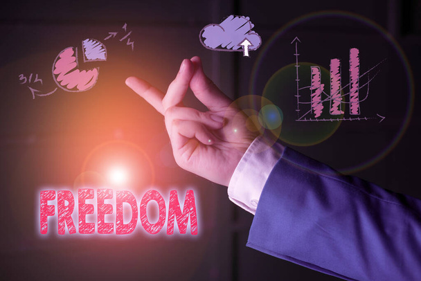Handwriting text Freedom. Conceptual photo liberty rather than in confinement or under physical restraint - Photo, Image