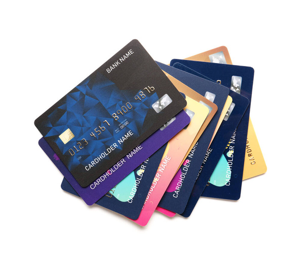Різні кредитні картки на білому тлі
 - Фото, зображення