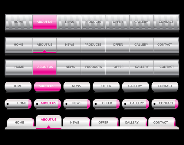 szerkeszthető honlap navigációs sablon - b fehér és rózsaszín színű - Vektor, kép