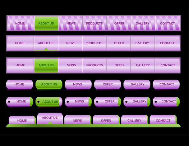 Редактируемый шаблон навигации сайта - розовый и зеленый
 - Вектор,изображение