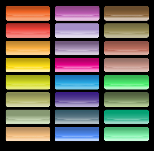 Glossy buttons of different color on black - Vector, imagen