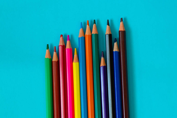 colored multicolored pencils on an isolated background - Photo, Image