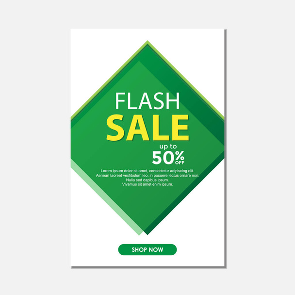 Flash sale ads banner with diamond green design - Vecteur, image