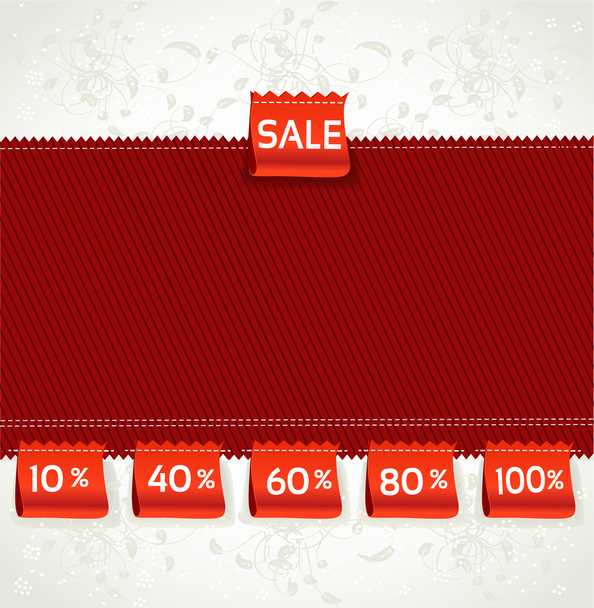 Red environment arrival label sale percents on the fabric - Vektori, kuva