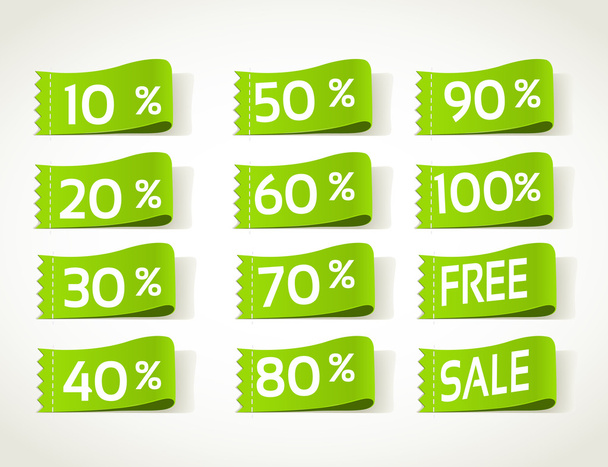 Green arrival label sale percents - Вектор,изображение