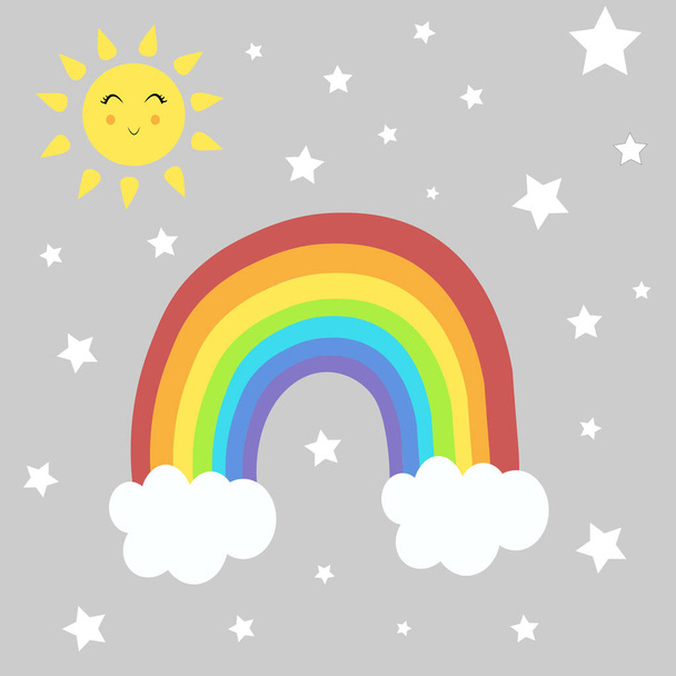 star sun cloud rainbow illustration vector nursery - Foto, afbeelding