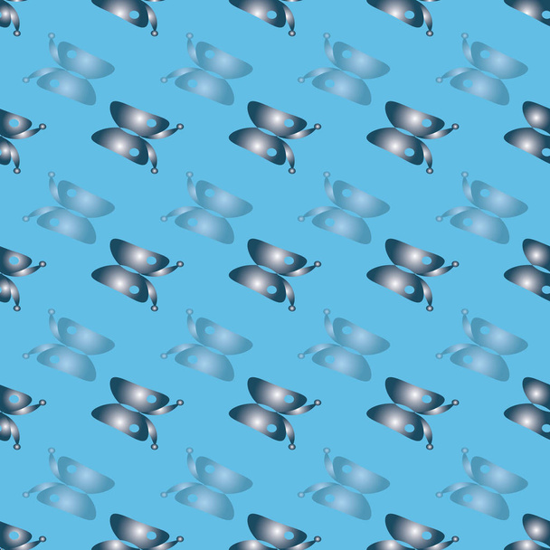 Vector repetição sem costura clássico azul borboletas padrão impressão fundo
 - Vetor, Imagem