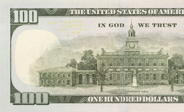 Back Left Half of the New One Hundred Dollar Bill - Photo, Image