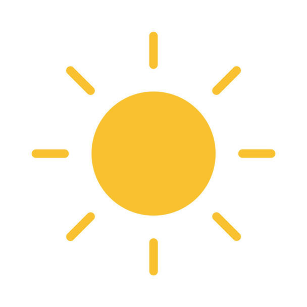 Düz Güneş Simgesi. Yazın çekilen resim. Güneş ışığı sembolü. Vektör illüstrasyonu, Bölüm 10. - Vektör, Görsel