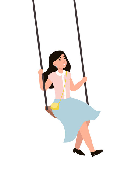 meisje rijden een swing - Vector, afbeelding