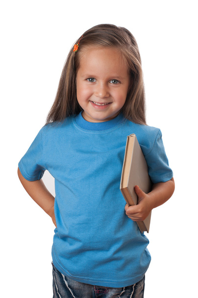 School kid holding a notebook - Foto, afbeelding