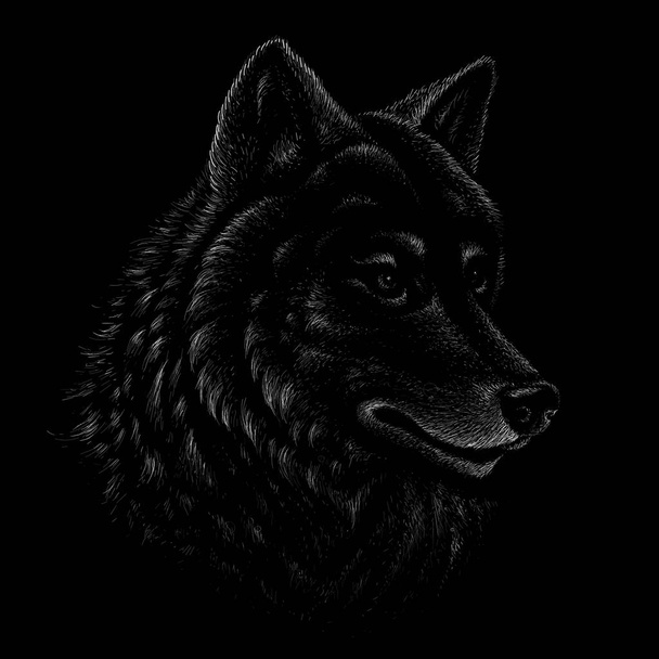 logo of dog or wolf for tattoo or cloth design, simply vector illustration   - Vector, afbeelding
