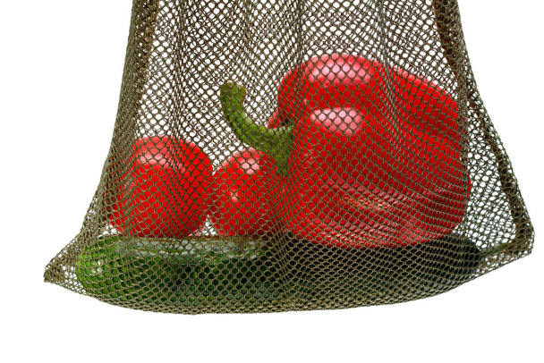 Reusable bag with vegetables - Fotoğraf, Görsel