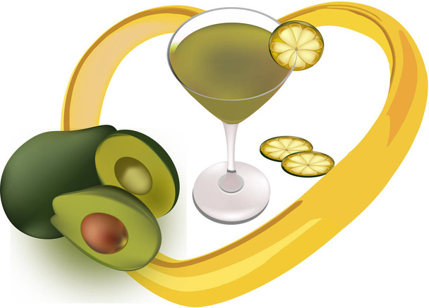 зелений аперитив з фруктами авокадо
 - Вектор, зображення