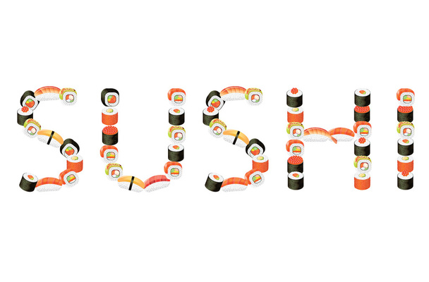 Illustration vectorielle de mot sushi
 - Vecteur, image