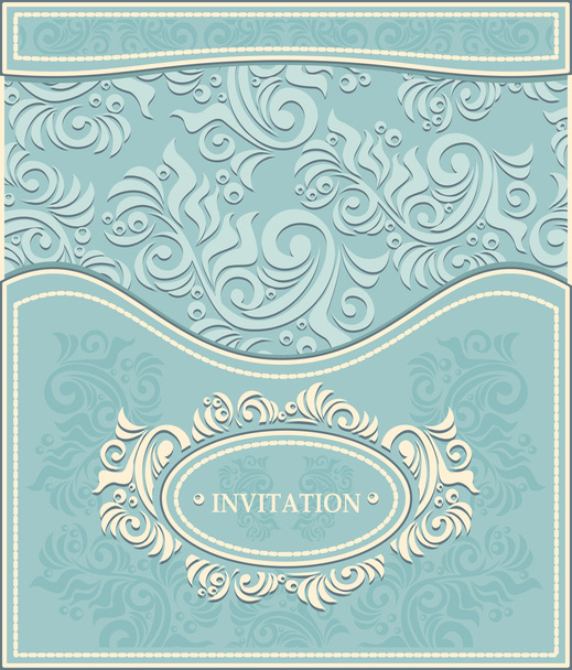 Invitación o marco en fondo floral decorativo en colores azules pastel
 - Vector, Imagen