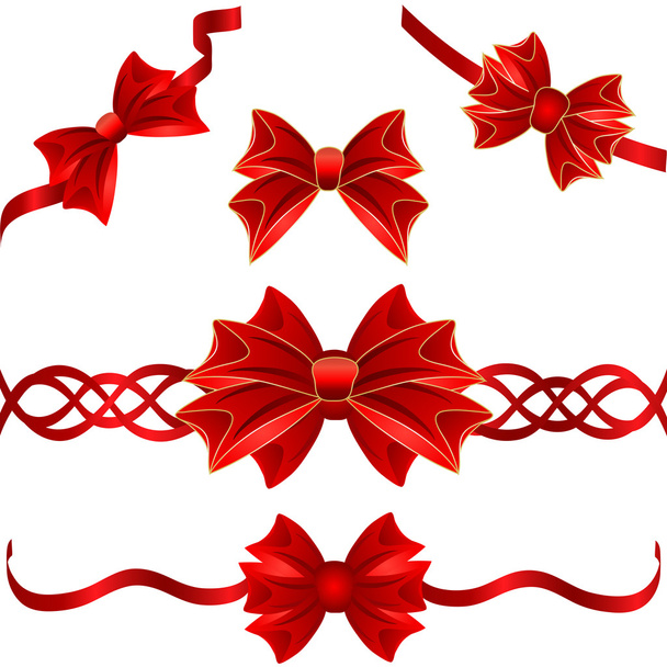 Ensemble de noeuds cadeaux rouges avec rubans
 - Vecteur, image