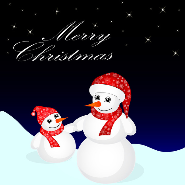 Снеговик в ночь на Рождество
 - Вектор,изображение