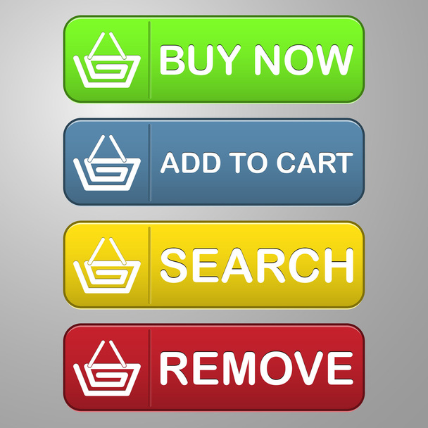 buttons set colored text cart capital - Vector, afbeelding