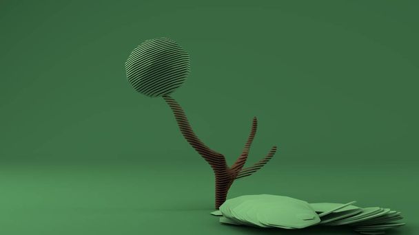 3D рендеринг многоугольной модели зеленого дерева. Низкий поли стиль. Дерево с короной из обрезанных зеленых шаров. Идея охраны окружающей среды, минимализм в имидже
. - Фото, изображение