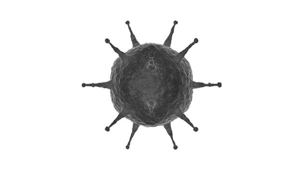 3D rendering of a scary and black virus. Coronavirus from China. Made in China. The idea of protecting health and fighting the virus threat. Illustration for medical and scientific compositions. - Photo, Image
