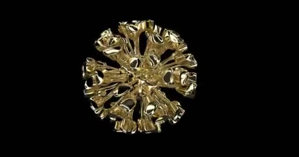 Abstrakti kuva kulta koronavirus kullalla taustalla. Terveydenhuolto-osasto. Syöpäsolu. Realistinen pilleri. Eristetty tausta suunnittelu. Saumaton silmukka
 - Materiaali, video