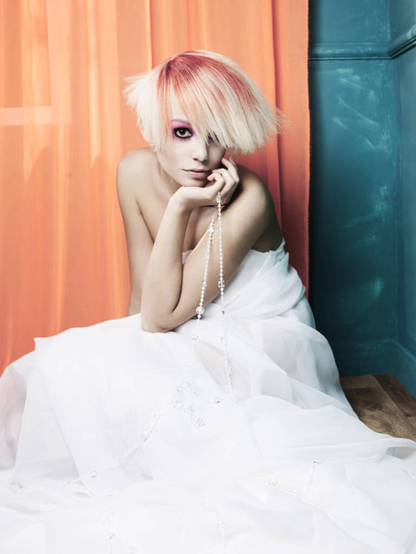 Lady with white-red hair - Photo, Image