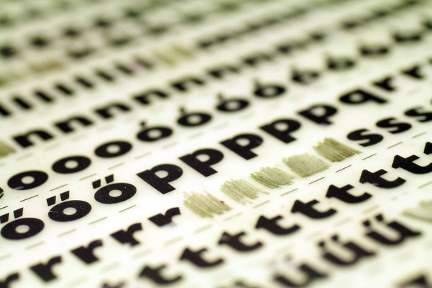 Close up shot of a Dry Transfer Lettering Sheet - Photo, Image