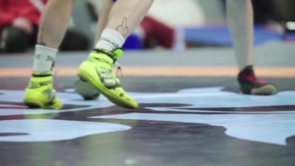 Wrestlers during the wrestling competition. Slow motion. Kyiv. Ukraine - Video, Çekim