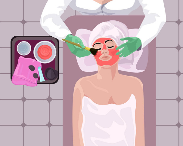 Cosmetic surgery. Mineral facial mask. Vector illustration - Vector, Image