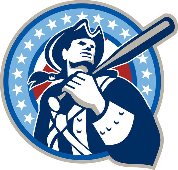 Amerikaanse patriot Honkbal knuppel retro - Vector, afbeelding