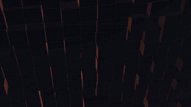 Animatie van de muur bestaande uit blokjes in bruine schaduw die chaotisch vooruit en achteruit bewegen. - Video