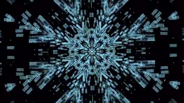 Flying through futuristic data tunnel in a business cloud computing process, looking like a snowflake. - Footage, Video