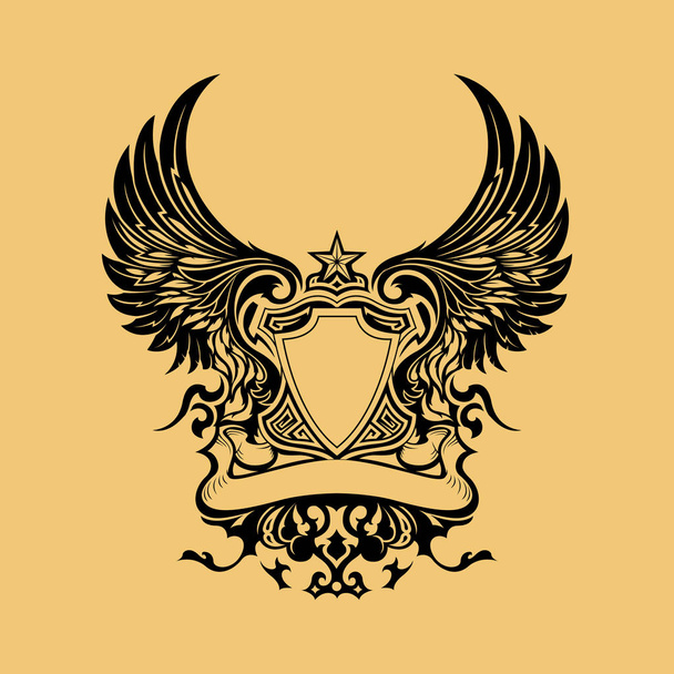 diseño del logotipo del escudo del ala
 - Vector, Imagen