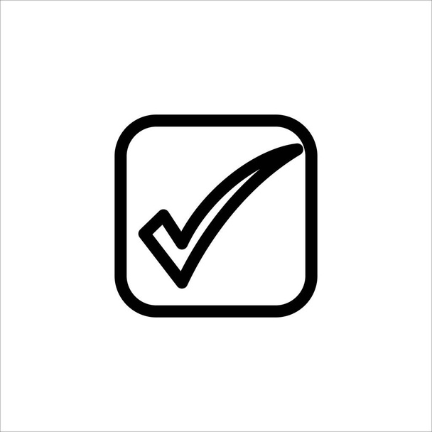 ベクトルチェックマークアイコン。チェックリスト、承認、または白の背景に隔離されたウェブサイトのデザイン、ロゴ、アプリ、 UIのためのトレンディーなフラットスタイルアイコンで確認のシンボル - ベクター画像