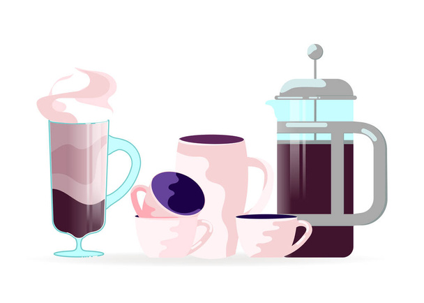 Δοχείο και κούπα καφέ - Διάνυσμα, εικόνα