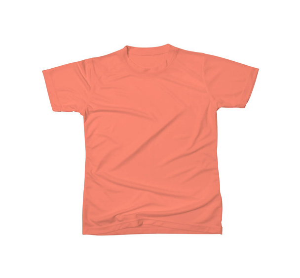 Designable Tshirt Mockup In Living Coral Color to help you customize your brand logo or designs like a pro. - Fotó, kép