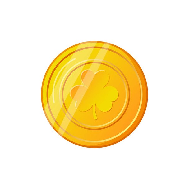 Golden fairy leprechaun coin isolated on white. - Vector, afbeelding